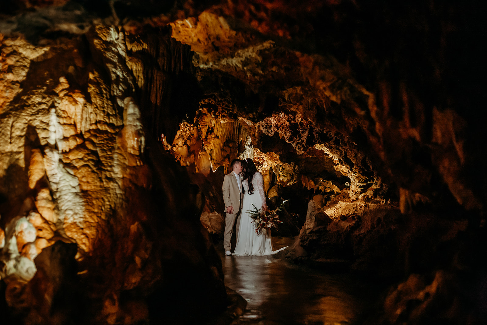 couple in luray caverns posing in lovers lane